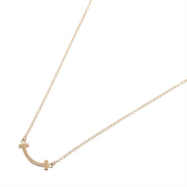 TIFFANY＆CO T Smile Mini Necklace Pendant 18KPG Pink Rose Gold Used women