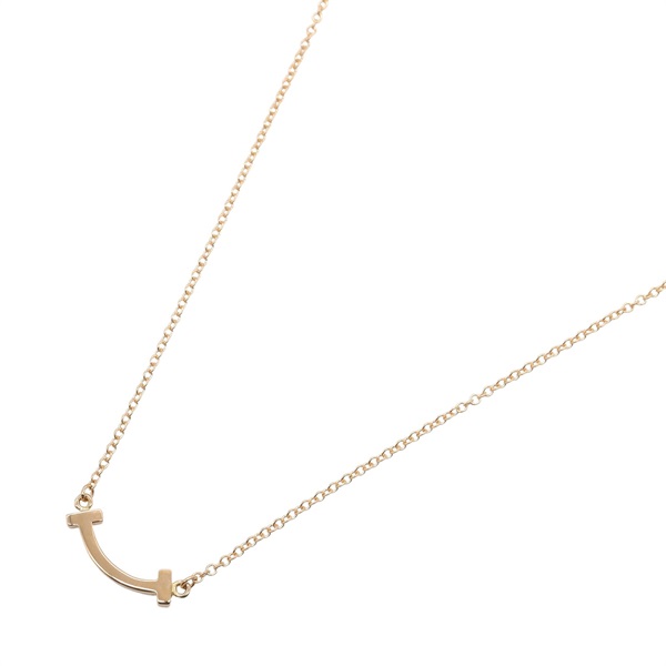 TIFFANY＆CO T Smile Mini Necklace Pendant 18KPG Pink Rose Gold Used women