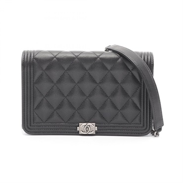 CHANEL Boy Chanel Shoulder Bag AP1117 leather Grained calfskin Black Used WOC CC