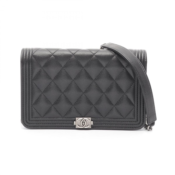 CHANEL Boy Chanel Shoulder Bag AP1117 leather Grained calfskin Black Used WOC CC