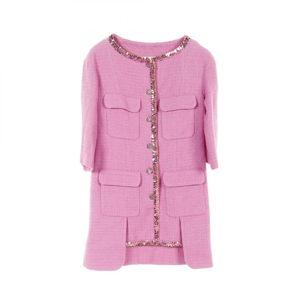 CHANEL Dress P72558 cotton Pink Used Women size 38