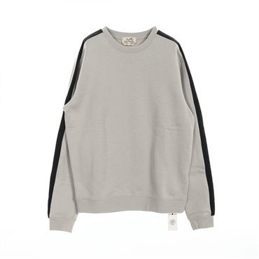 HERMES Run H sweat shirts H46777HA cotton Gray Black White Used mens size M