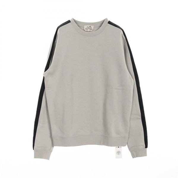 HERMES Run H sweat shirts H46777HA cotton Gray Black White Used mens size M