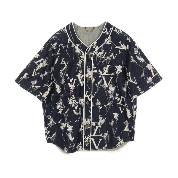 LOUIS VUITTON LV Leaf Short sleeve shirt RM202M VFV HJS15W cotton Navy Used mens