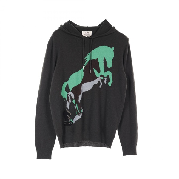HERMES Chess and Shadow Hoodie cashmere Green Used mens size L