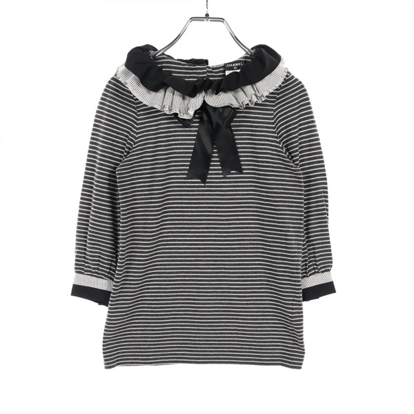 CHANEL T-shirt tops  P34294K00963 cotton Nylon Black White Used Women size 34