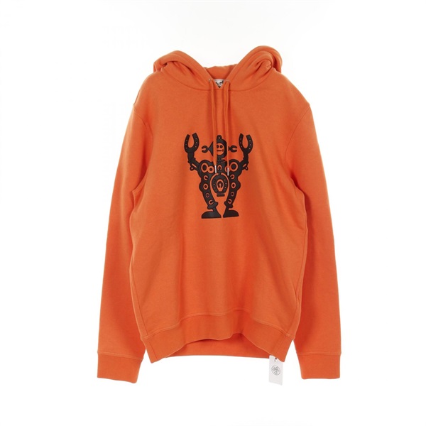 HERMES hello mr falière Hoodie cotton pullover Orange Used mens XS
