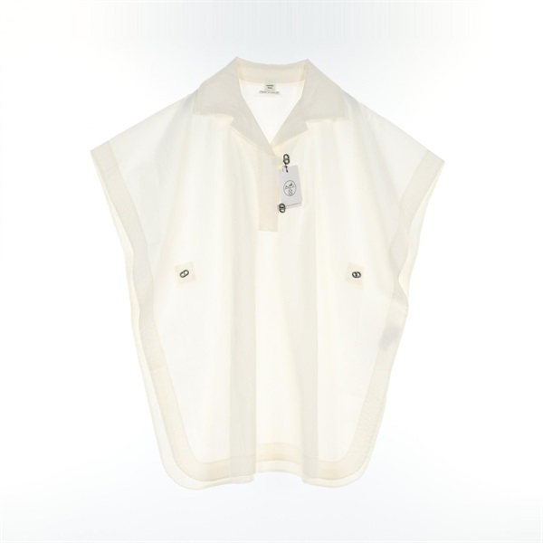 HERMES Chaine dAncre blouse shirt sleeveless #34 16-7804 cotton White Used Women