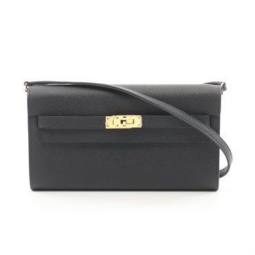 HERMES Kelly to go Shoulder Bag Epsom leather Black Used Women