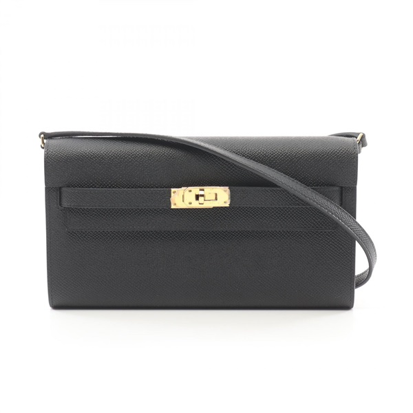 HERMES Kelly to go Shoulder Bag Epsom leather Black Used Women
