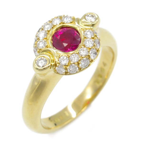 JEWELRY Ruby Diamond Ring 18KYG Yellow Gold red Used Women US size 5.75