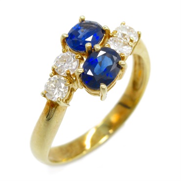 JEWELRY Sapphire Diamond Ring 18KYG Yellow Gold Used Women US size 5.5