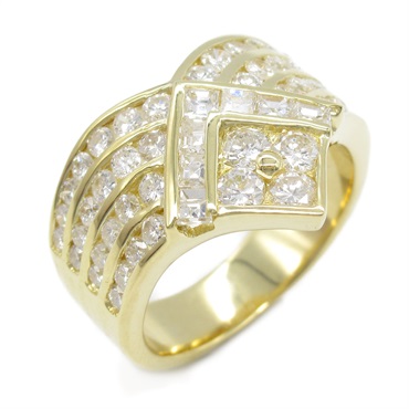 JEWELRY Diamond Ring 18KYG Yellow Gold Used women US size 5.5