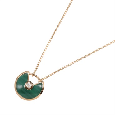CARTIER Amulette de Cartier Necklace Malachite 18KPG gold Diamond Used women