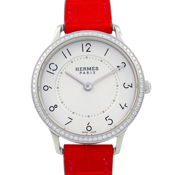 HERMES Slim du Hermes Wrist Watch CA2.230 Quartz SS leather Used Women