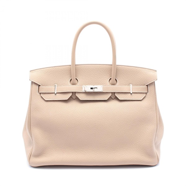 HERMES Birkin 35 Hand bag O 028496CK Taurillon Clemence Beige Used SHW
