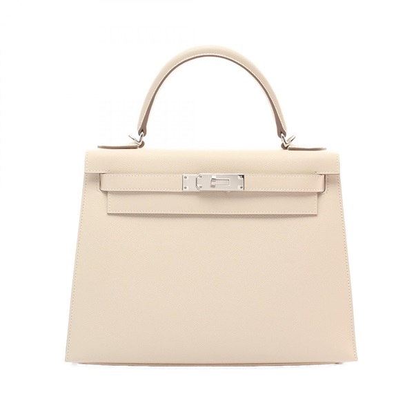 HERMES Kelly 28 2way Shoulder Handbag Epsom leather Beige Cle Used Women D SHW