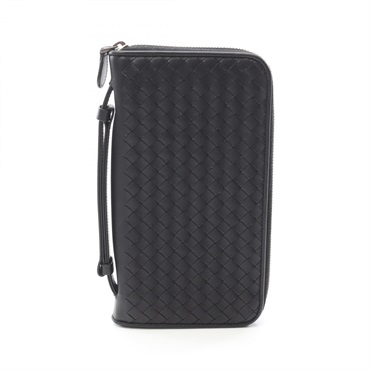 BOTTEGA VENETA Intrecciato Around long wallet purse case 169730 leather Black