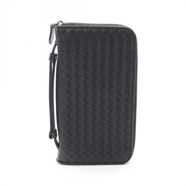 BOTTEGA VENETA Intrecciato Around long wallet purse case 169730 leather Black