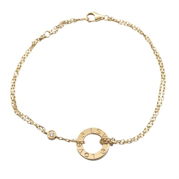 CARTIER Love Circle Bracelet 2P Diamond B6038300 18KYG Yellow Gold Used Women
