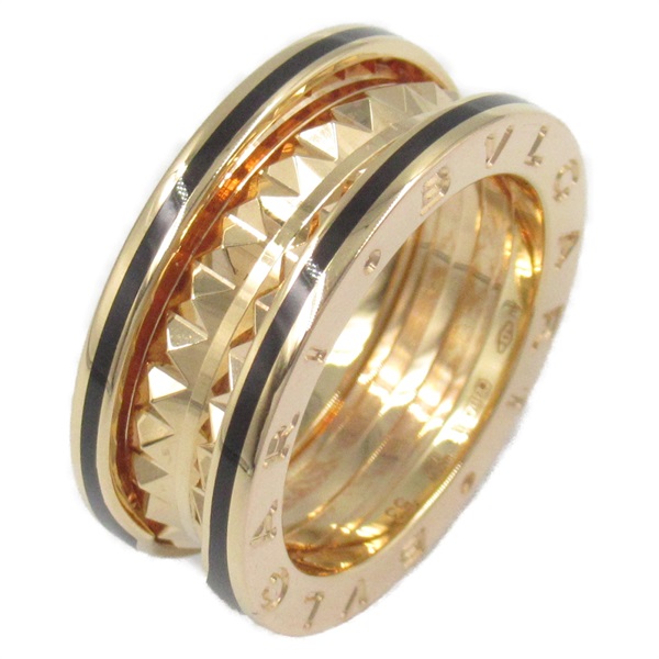 BVLGARI B-zero1 Ring Lock 2 Bands 18KPG Gold ceramic Used unisec US size 6.5 #53