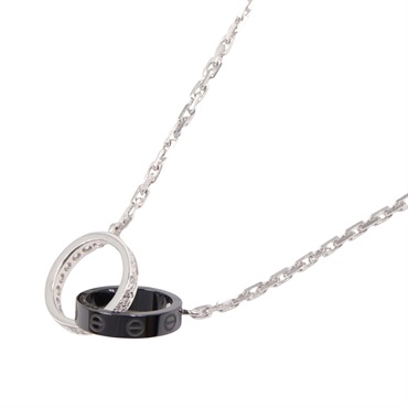 CARTIER Baby Love Diamond Ceramic Necklace 18KWG White Gold Used women