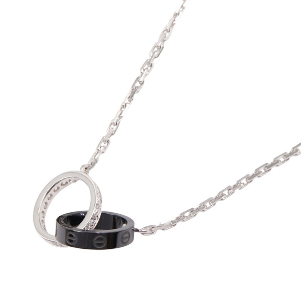 CARTIER Baby Love Diamond Ceramic Necklace 18KWG White Gold Used women