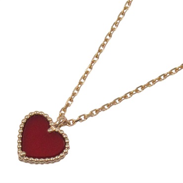 Van Cleef & Arpels Sweet Alhambra Heart Necklace Carnelian 18KRG Gold used women