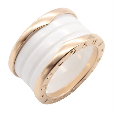 BVLGARI B-zero1 Ring 4-Band Ceramic 18KPG Pink Rose Gold White Used US size 5.75