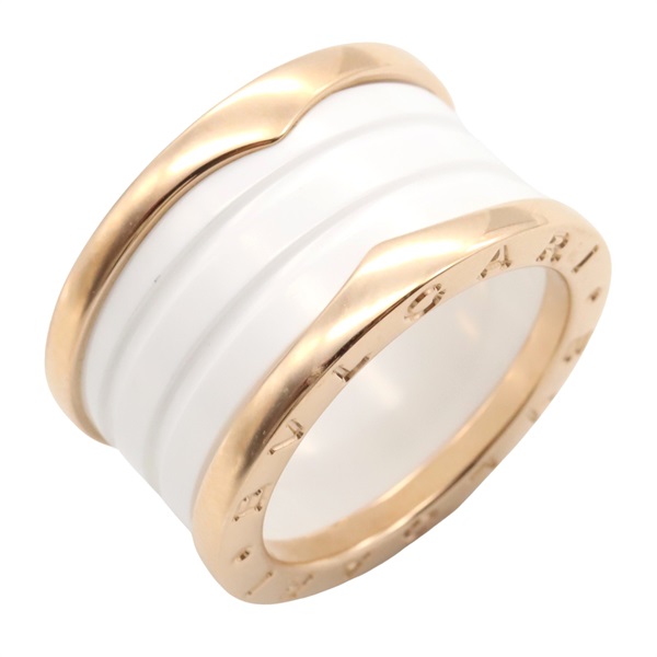 BVLGARI B-zero1 Ring 4-Band Ceramic 18KPG Pink Rose Gold White Used US size 6