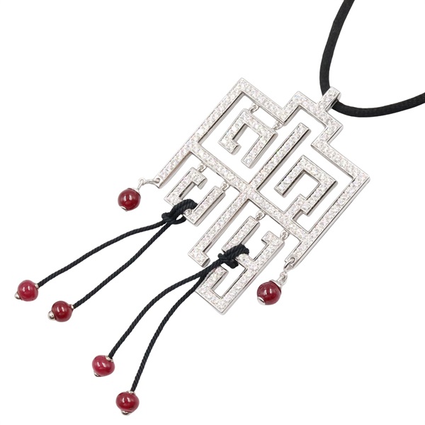 CARTIER Dragon Wishknot Necklace Ruby Diamond 18KWG White Gold Used women