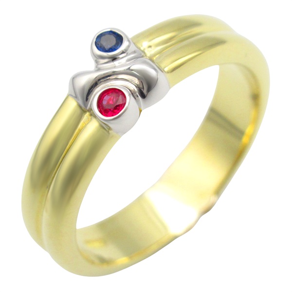 TIFFANY＆CO Ruby Sapphire Signature Ring 18KYG Gold Used women US size 6.75
