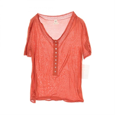 HERMES knitwear #LA short sleeves V-neck sweater silk Brown orange Used Women