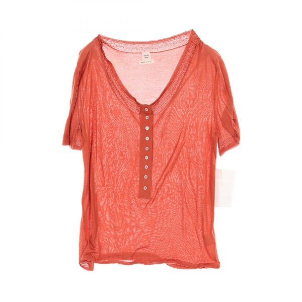 HERMES knitwear #LA short sleeves V-neck sweater silk Brown orange Used Women