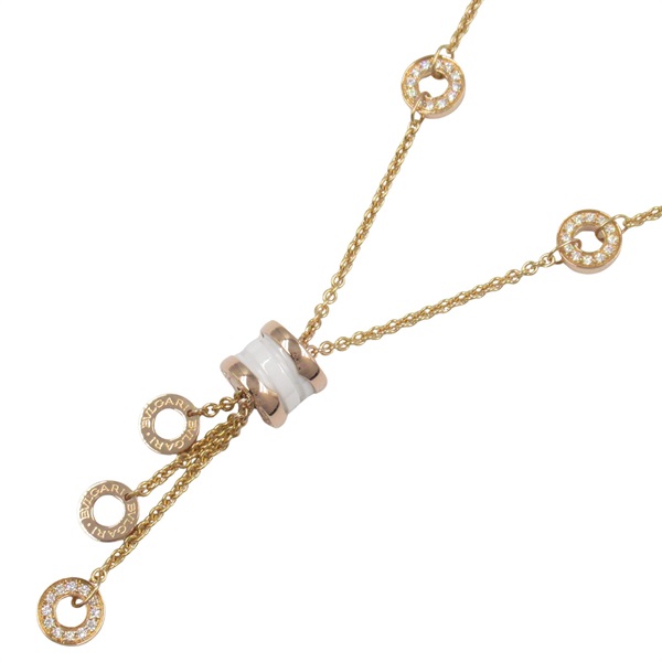 BVLGARI B-zero1 Element Necklace Diamond Ceramic 18KPG Pink Rose Gold Used women