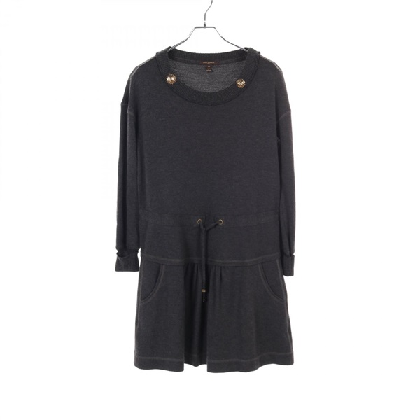 LOUIS VUITTON Dress #M RW102 WRDR01JEY silk cashmere Gray Used