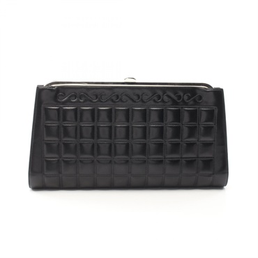 CHANEL Chocolate bar Business clutch bag leather Black Used Women SHW CC Coco