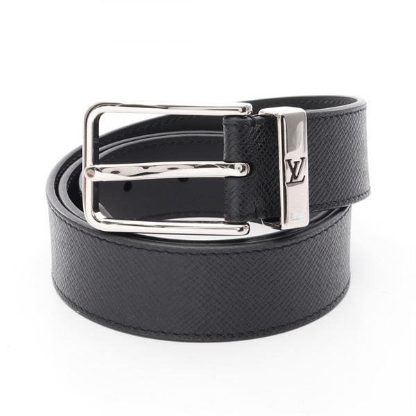 LOUIS VUITTON Ceinture Pont Neuf belt M0000 Taiga leather Black Ardoise Used LV