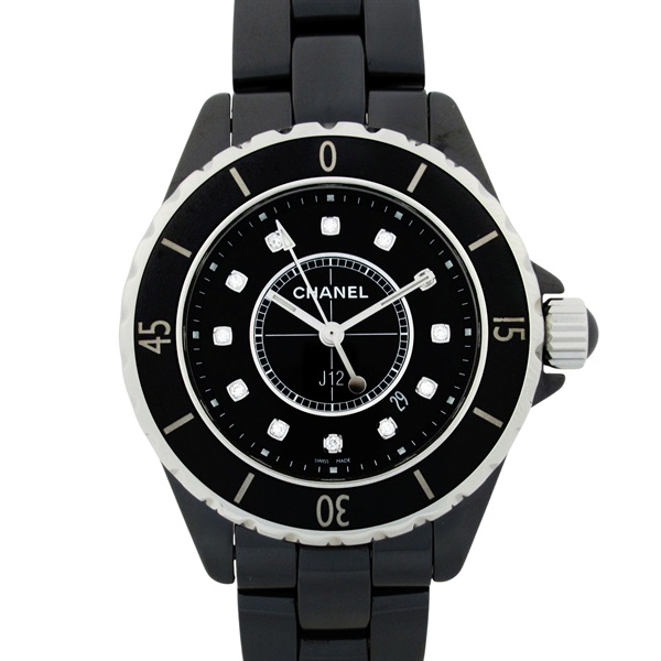 CHANEL J12 12P Diamond Wrist Watch H1625 Quartz ceramic Used Women CC Coco