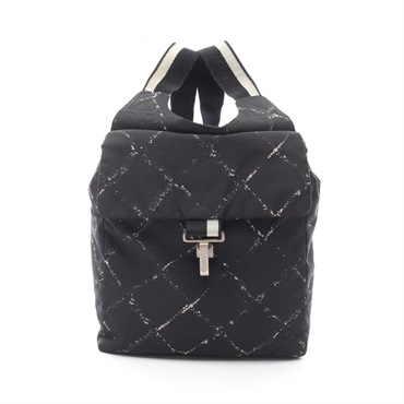 CHANEL Old travel line Rucksack Backpack Nylon Black Used Women SHW CC Coco