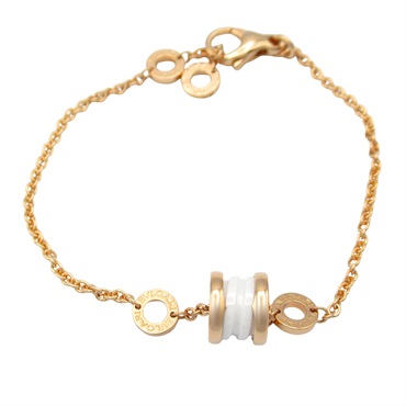 BVLGARI B-zero1 Bracelet SM 18KPG Pink Rose Gold ceramic White Used Women
