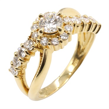 JEWELRY Diamond Ring 18KYG Yellow Gold Used women US size 5.75