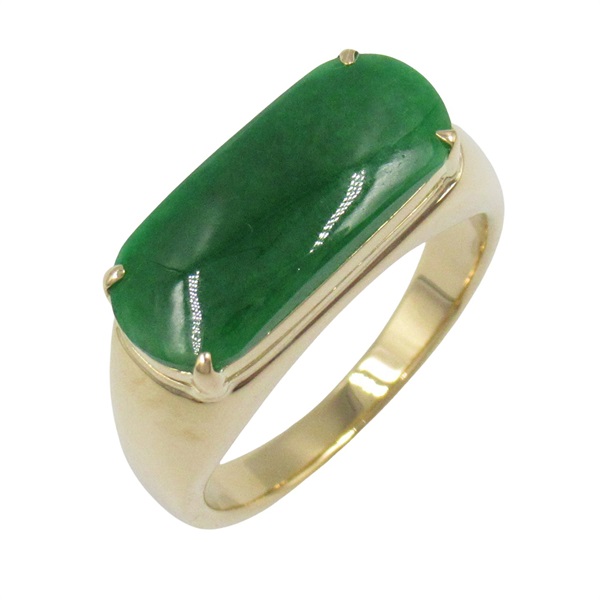 JEWELRY Jade Ring 18KYG Yellow Gold Green Used women US size 7.5