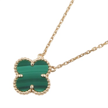 Van Cleef & Arpels Vintage Alhambra Malachite Necklace 18KYG Yellow Gold Used