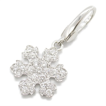 BVLGARI Snowflake Diamond Charm Pendant top 18KWG White Gold Used women