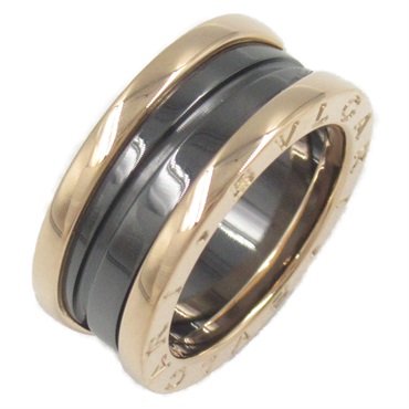 BVLGARI B-zero1 Ring 2 Band Ceramic 18KPG Gold Black Used unisex Us size 4.5