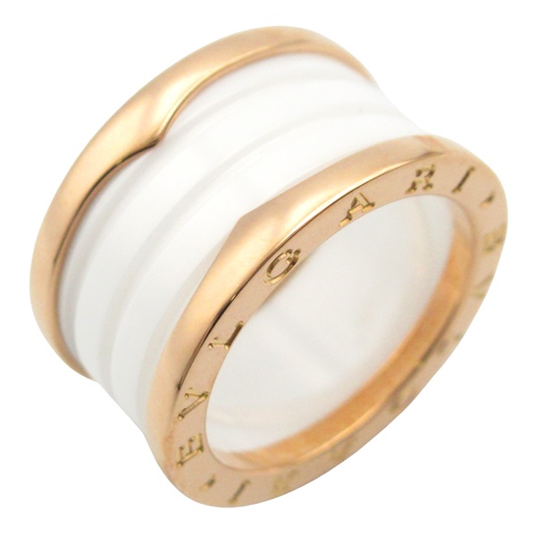 BVLGARI B-zero1 ceramic Ring 18KPG Pink Rose Gold White Used Unisex US size 6.5
