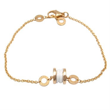 BVLGARI B-zero1 Bracelet Ceramic 18KPG Pink Rose Gold White Used Women