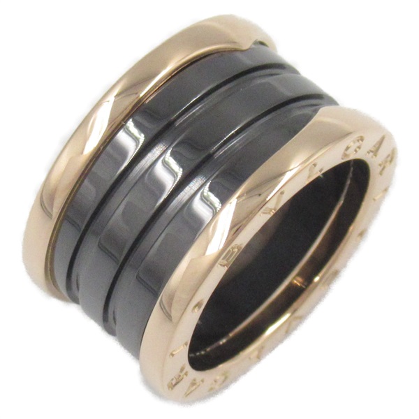 BVLGARI B-zero1 ceramic Ring 18KPG Pink Rose Gold Black Used unisex US size 5