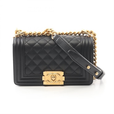 CHANEL Boy Chanel Small chain Shoulder Bag A67085 leather Black Used GHW